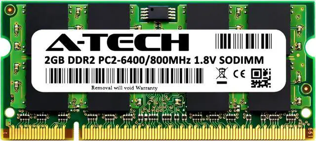Alt view image 2 of 6 - A-Tech 2GB DDR2 800MHz SODIMM PC2-6400 Non-ECC Unbuffered CL6 1.8V 200-Pin SO-DIMM Laptop Notebook Computer RAM Memory Upgrade Module