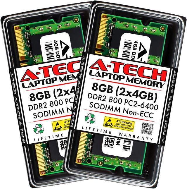 Main image of A-Tech 8GB (2x4GB) DDR2 800MHz SODIMM PC2-6400 Non-ECC Unbuffered CL6 1.8V 200-Pin SO-DIMM Laptop Notebook Computer RAM Memory Upgrade Kit