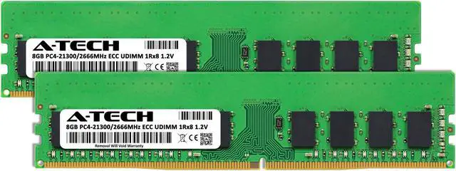 Alt view image 2 of 4 - A-Tech 16GB (2x8GB) 1Rx8 PC4-21300 / PC4-21300E DDR4 2666 MHz ECC UDIMM 1.2V ECC Unbuffered DIMM 288-Pin Single Rank x8 Server & Workstation RAM Memory Upgrade Kit