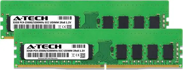 Alt view image 2 of 4 - A-Tech 64GB (2x32GB) 2Rx8 PC4-25600 / PC4-25600E DDR4 3200 MHz ECC UDIMM 1.2V ECC Unbuffered DIMM 288-Pin Dual Rank x8 Server & Workstation RAM Memory Upgrade Kit