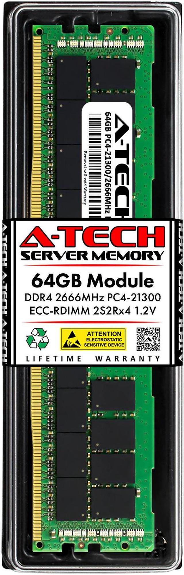 A-Tech 64GB 2S2Rx4 (4Rx4 3DS) PC4-21300R DDR4 2666 MHz ECC RDIMM Registered  DIMM 288-Pin Quad Rank x4 3DS/TSV Server & Workstation RAM Memory Upgrade 