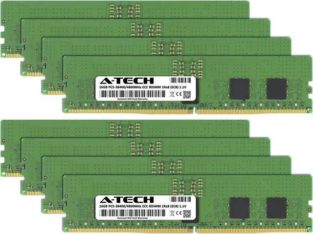 Alt view image 2 of 7 - A-Tech 128GB (8x16GB) 1Rx8 PC5-38400R DDR5 4800 MHz EC8 RDIMM ECC Registered DIMM 288-Pin Single Rank x8 Server & Workstation RAM Memory Upgrade Kit