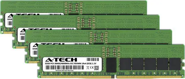 Alt view image 2 of 7 - A-Tech 128GB (4x32GB) 1Rx4 PC5-38400R DDR5 4800 MHz EC8 RDIMM ECC Registered DIMM 288-Pin Single Rank x4 Server & Workstation RAM Memory Upgrade Kit