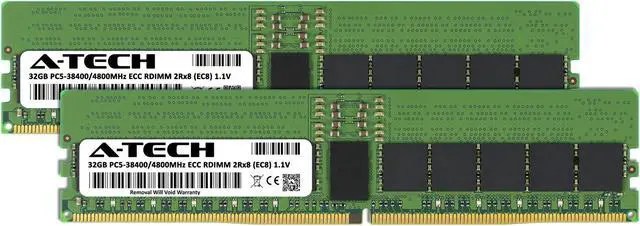 Alt view image 2 of 7 - 64GB (2x32GB) RAM for Dell PowerEdge T560, R660, R660xs, R6615, R6625, R760, R760xa, R760xd2, R760xs, R7615, R7625, R860, R960 | DDR5 4800MHz EC8 RDIMM PC5-38400 2Rx8 ECC Registered Server Memory Kit