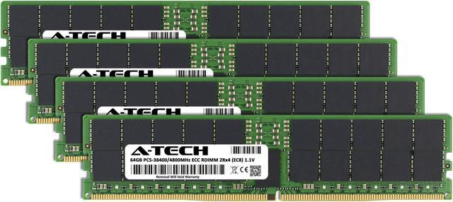 A-Tech 256GB (4x64GB) 2Rx4 PC5-38400R DDR5 4800 MHz EC8 RDIMM ECC  Registered DIMM 288-Pin Dual Rank x4 Server & Workstation RAM Memory  Upgrade Kit