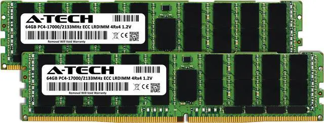 Alt view image 2 of 7 - 128GB (2x64GB) RAM for Dell PowerEdge R430, R530, R630, R630 XL, R730, R730 XL, R730xd, R730xd XL, R830, R930 | 13th Gen. Rack Servers | DDR4 2133MHz ECC LRDIMM PC4-17000 4Rx4 Load Reduced Memory Kit