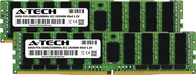 Alt view image 2 of 7 - A-Tech 128GB (2x64GB) 4Rx4 PC4-25600L DDR4 3200 MHz ECC LRDIMM Load Reduced DIMM 288-Pin 4DRx4 Quad Rank x4 Server RAM Memory Upgrade Kit