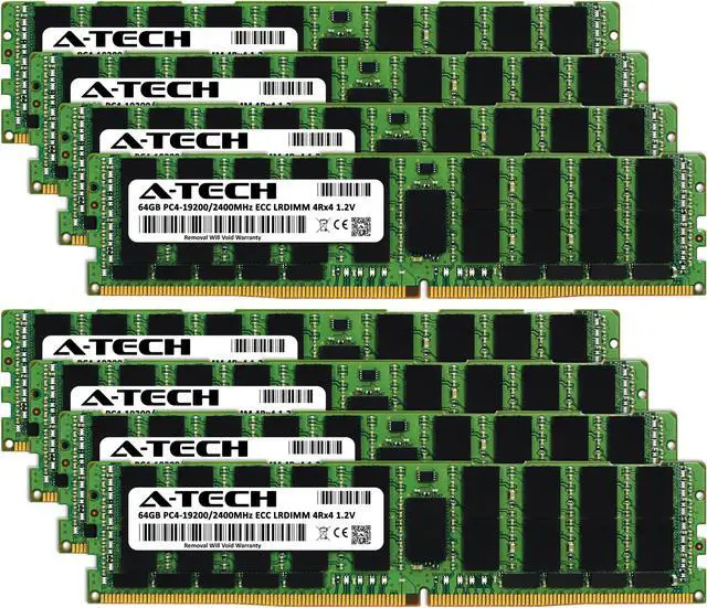 Alt view image 2 of 7 - A-Tech 512GB (8x64GB) 4Rx4 PC4-19200L DDR4 2400 MHz ECC LRDIMM Load Reduced DIMM 288-Pin 4DRx4 Quad Rank x4 Server RAM Memory Upgrade Kit
