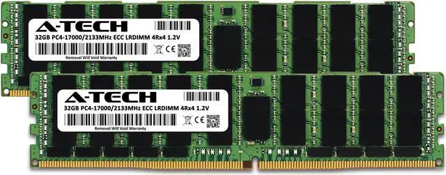 Alt view image 2 of 7 - A-Tech 64GB (2x32GB) 4Rx4 PC4-17000 DDR4 2133 MHz ECC LRDIMM Load Reduced DIMM 288-Pin 4DRx4 Quad Rank x4 Server RAM Memory Upgrade Kit