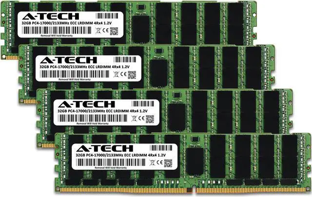 Alt view image 2 of 7 - A-Tech 128GB (4x32GB) 4Rx4 PC4-17000 DDR4 2133 MHz ECC LRDIMM Load Reduced DIMM 288-Pin 4DRx4 Quad Rank x4 Server RAM Memory Upgrade Kit