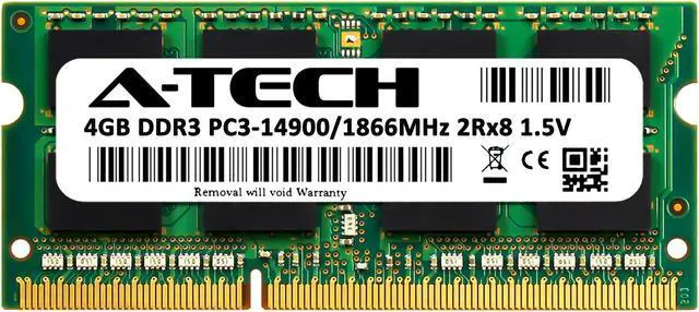 Alt view image 2 of 6 - A-Tech 4GB DDR3 1866MHz SODIMM PC3-14900 CL13 1.5V Non-ECC Unbuffered 204-Pin SO-DIMM Notebook Laptop RAM Memory Upgrade Module
