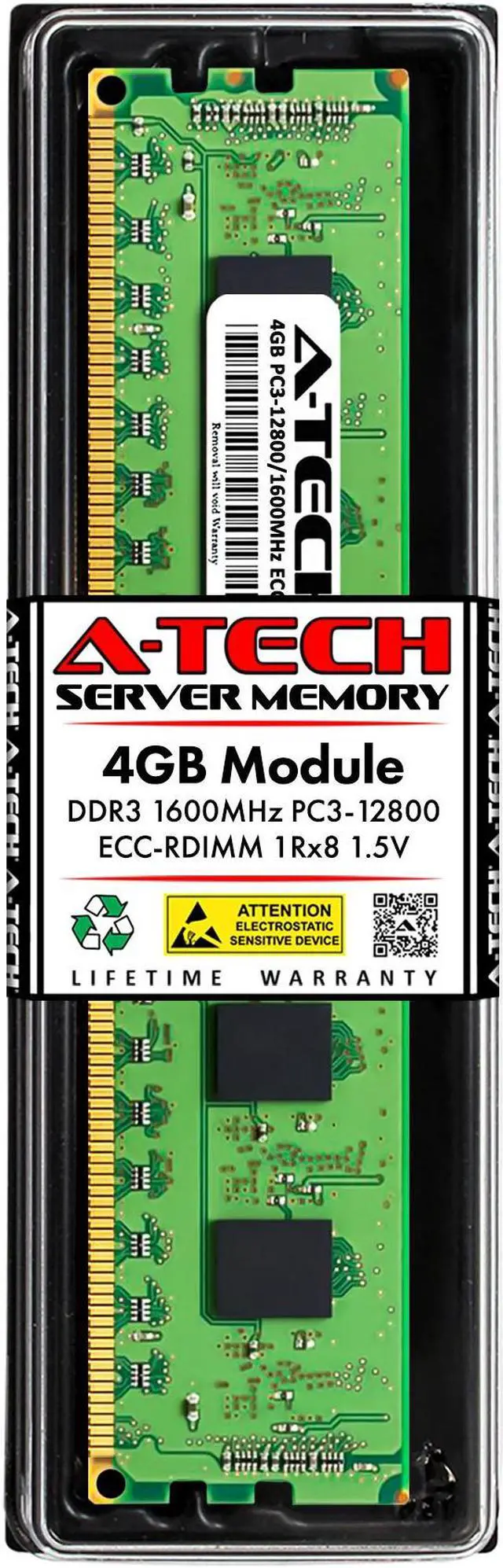 Main image of 4GB RAM Replacement for Kingston KTH-PL316S8/4G, KVR16R11S8/4, KVR16R11S8/4EF | DDR3 1600MHz PC3-12800 ECC RDIMM 1Rx8 Server Memory