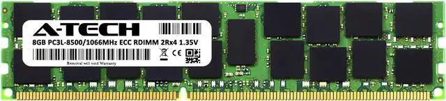 Alt view image 2 of 4 - A-Tech 8GB 2Rx4 PC3L-8500R DDR3 / DDR3L 1066 MHz ECC RDIMM 1.35V Registered DIMM 240-Pin Dual Rank x4 Server & Workstation RAM Memory Upgrade Module