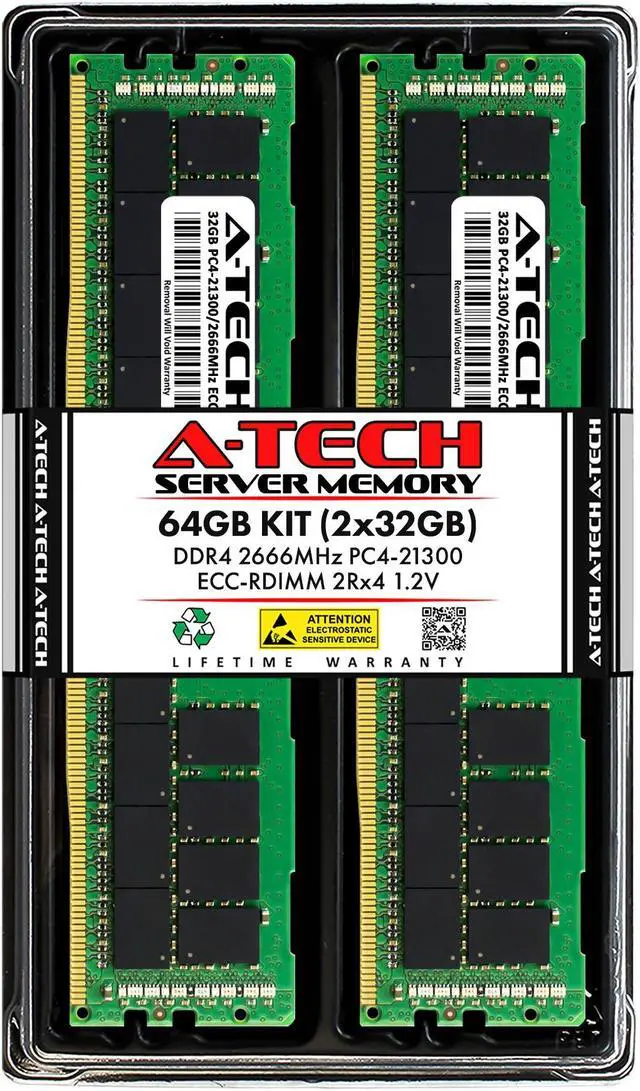 Main image of A-Tech 64GB Kit (2x32GB) RAM for Apple Mac Pro (2019, 8-Core, Rack & Tower) | DDR4 2666/2667MHz PC4-21300 ECC RDIMM 288-Pin Memory Upgrade