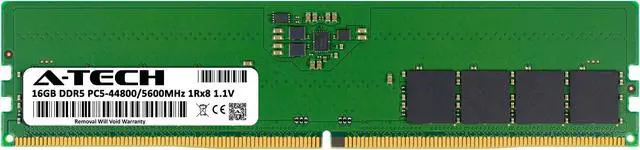 Alt view image 2 of 6 - A-Tech 16GB DDR5 5600MHz DIMM PC5-44800 Non-ECC Unbuffered CL46 UDIMM 288-Pin 1.1V Desktop RAM Memory Module