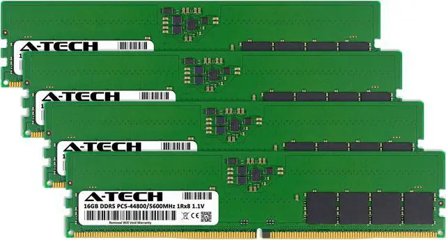 Alt view image 2 of 6 - A-Tech 64GB Kit (4 x 16GB) DDR5 5600MHz DIMM PC5-44800 Non-ECC Unbuffered CL46 UDIMM 288-Pin 1.1V Desktop RAM Memory Modules