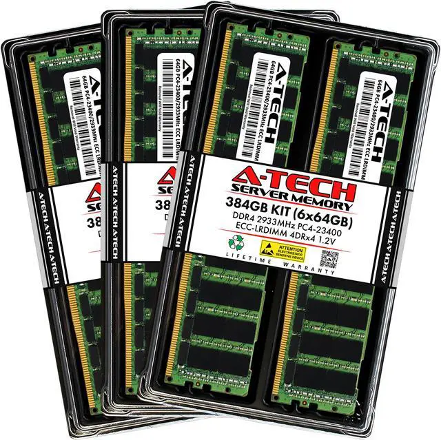 Main image of A-Tech 384GB Kit (6x64GB) RAM for Apple Mac Pro (2019, 12-Core/16-Core/24-Core/28-Core, Rack & Tower) | DDR4 2933MHz PC4-23400 ECC LRDIMM 288-Pin Memory Upgrade