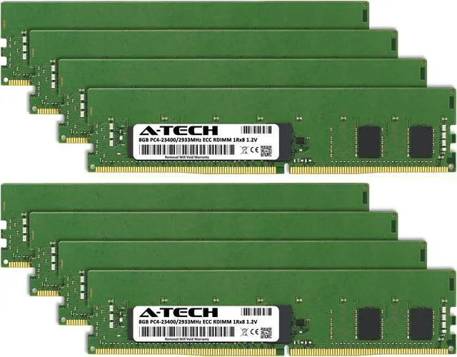 A-Tech 64GB (8x8GB) 1Rx8 PC4-23400R DDR4 2933 MHz ECC RDIMM