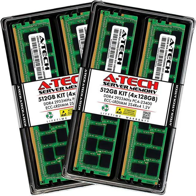Main image of A-Tech 512GB Kit (4x128GB) RAM for Apple Mac Pro (2019, 24-Core/28-Core, Rack & Tower) | DDR4 2933MHz PC4-23400 ECC LRDIMM 288-Pin Memory Upgrade