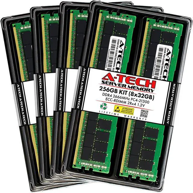 Main image of A-Tech 256GB Kit (8x32GB) RAM for Apple Mac Pro (2019, 8-Core, Rack & Tower) | DDR4 2666/2667MHz PC4-21300 ECC RDIMM 288-Pin Memory Upgrade