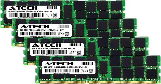 Alt view image 2 of 3 - A-Tech 32GB Kit (4x8GB) RAM for Apple Mac Pro (Early 2009, 4-Core/8-Core & Mid 2010, 4-Core/8-Core & Mid 2012, 4-Core), Xserve (Early 2009, 4-Core/8-Core) | DDR3 1066 PC3-8500 ECC RDIMM 240-Pin Memory