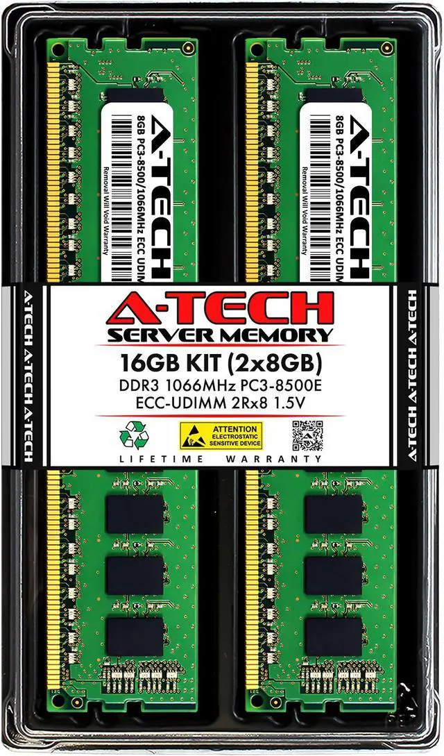 Main image of A-Tech 16GB Kit (2x8GB) RAM for Apple Mac Pro (Early 2009, 4-Core/8-Core & Mid 2010, 4-Core/8-Core & Mid 2012, 4-Core), Xserve (Early 2009, 4-Core/8-Core) | DDR3 1066 PC3-8500 ECC UDIMM 240-Pin Memory