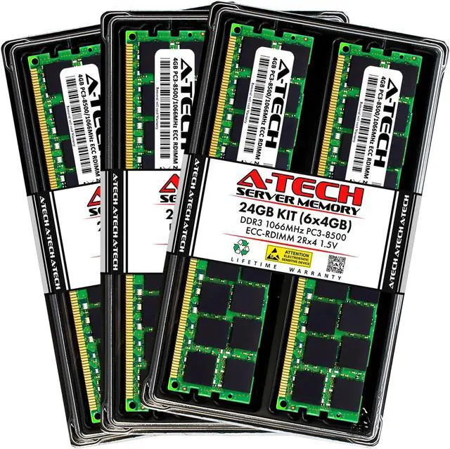 Main image of A-Tech 24GB Kit (6x4GB) RAM for Apple Mac Pro (Early 2009, 8-Core & Mid 2010, 8-Core), Xserve (Early 2009, 4-Core/8-Core) | DDR3 1066/1067MHz PC3-8500 ECC RDIMM 240-Pin Memory Upgrade