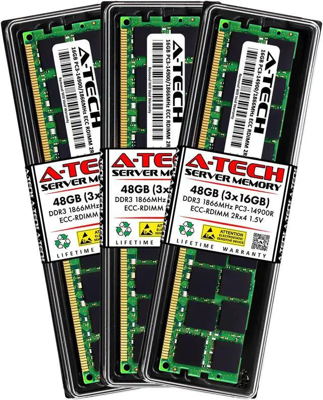 Main image of A-Tech 48GB Kit (3x16GB) RAM for Apple Mac Pro (Late 2013, Cylinder) | DDR3 1866/1867MHz PC3-14900 ECC RDIMM 240-Pin Memory Upgrade