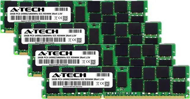 Alt view image 2 of 3 - A-Tech 64GB Kit (4x16GB) RAM for Apple Mac Pro (Late 2013, Cylinder) | DDR3 1866/1867MHz PC3-14900 ECC RDIMM 240-Pin Memory Upgrade