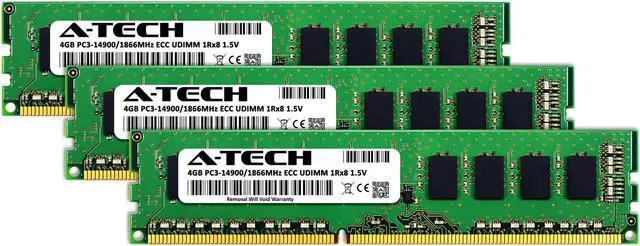 Alt view image 2 of 3 - A-Tech 12GB Kit (3x4GB) RAM for Apple Mac Pro (Late 2013, Cylinder) | DDR3 1866/1867MHz PC3-14900 ECC UDIMM 240-Pin Memory Upgrade