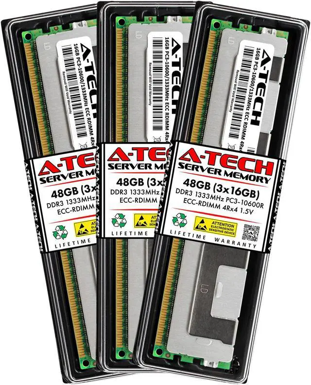 Main image of A-Tech 48GB Kit (3x16GB) RAM for Apple Mac Pro (Mid 2010, 6-Core/12-Core & Mid 2012, 6-Core/12-Core) | DDR3 1333MHz PC3-10600 ECC RDIMM 240-Pin Memory Upgrade