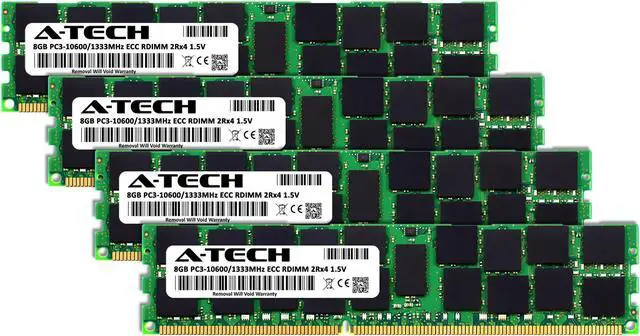 Alt view image 2 of 4 - A-Tech 32GB (4x8GB) 2Rx4 PC3-10600R DDR3 1333 MHz ECC RDIMM 1.5V Registered DIMM 240-Pin Dual Rank x4 Server & Workstation RAM Memory Upgrade Kit