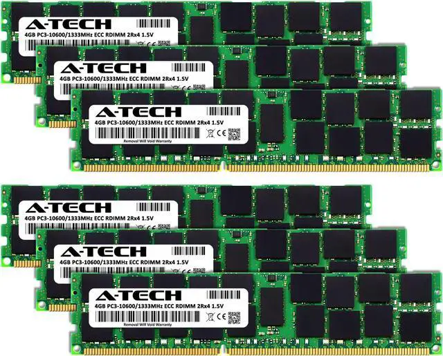 Alt view image 2 of 3 - A-Tech 24GB Kit (6x4GB) RAM for Apple Mac Pro (Mid 2010/2012, 12-Core) | DDR3 1333MHz PC3-10600 ECC RDIMM 240-Pin Memory Upgrade