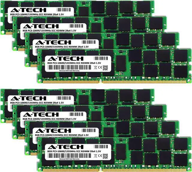 Alt view image 2 of 3 - A-Tech 64GB Kit (8x8GB) RAM for Apple Mac Pro (Mid 2010, 12-Core & Mid 2012, 12-Core) | DDR3 1333MHz PC3-10600 ECC RDIMM 240-Pin Memory Upgrade