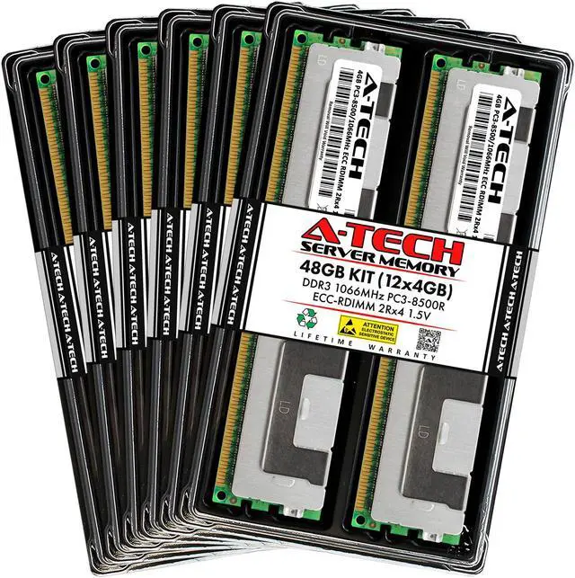 Main image of A-Tech 48GB Kit (12x4GB) RAM for Apple Xserve (Early 2009, 8-Core) | DDR3 1066/1067MHz PC3-8500 ECC RDIMM 240-Pin Memory Upgrade