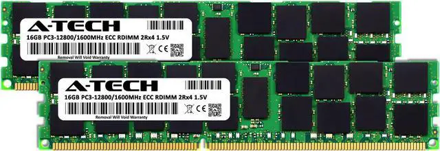 Alt view image 2 of 7 - A-Tech 32GB Kit (2 x 16GB) RAM for HP Z420, Z620, Z820 | 2nd Gen. HPE Z Workstation | DDR3 1600MHz RDIMM PC3-12800R 2Rx4 1.5V 240-Pin DIMM ECC Registered Server Memory Upgrade Modules