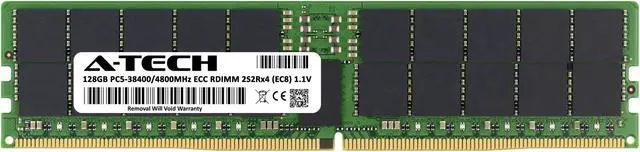Alt view image 2 of 7 - A-Tech 128GB 2S2Rx4 (4Rx4 3DS) PC5-38400R DDR5 4800 MHz EC8 RDIMM ECC Registered DIMM 288-Pin Quad Rank x4 3DS/TSV Server & Workstation RAM Memory Upgrade Module