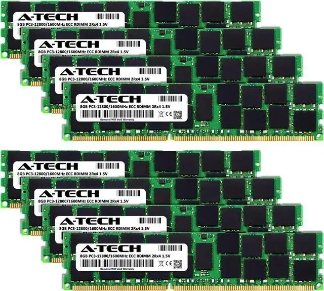 Alt view image 2 of 7 - A-Tech 64GB Kit (8 x 8GB) RAM for HP Z420, Z620, Z820 | 2nd Gen. HPE Z Workstation | DDR3 1600MHz RDIMM PC3-12800R 2Rx4 1.5V 240-Pin DIMM ECC Registered Server Memory Upgrade Modules