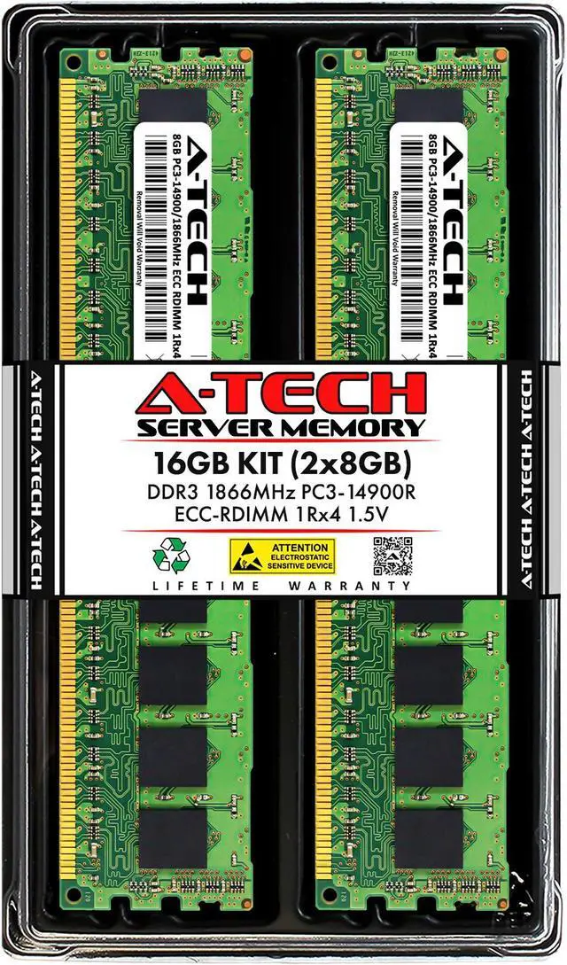 Main image of A-Tech 16GB (2x8GB) 1Rx4 PC3-14900R DDR3 1866 MHz ECC RDIMM 1.5V Registered DIMM 240-Pin Single Rank x4 Server & Workstation RAM Memory Upgrade Kit