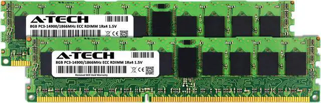 Alt view image 2 of 4 - A-Tech 16GB (2x8GB) 1Rx4 PC3-14900R DDR3 1866 MHz ECC RDIMM 1.5V Registered DIMM 240-Pin Single Rank x4 Server & Workstation RAM Memory Upgrade Kit