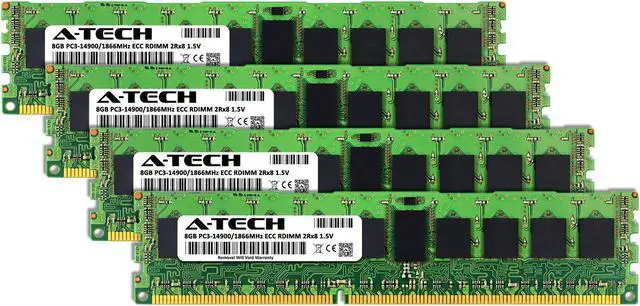Alt view image 2 of 4 - A-Tech 32GB (4x8GB) 2Rx8 PC3-14900R DDR3 1866 MHz ECC RDIMM 1.5V Registered DIMM 240-Pin Dual Rank x8 Server & Workstation RAM Memory Upgrade Kit