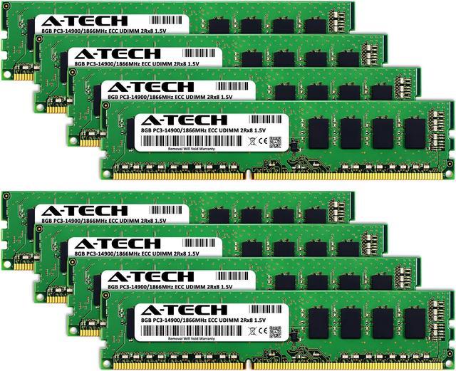 A-Tech 64GB (8x8GB) 2Rx8 PC3-14900E DDR3 1866 MHz ECC UDIMM 1.5V ECC  Unbuffered DIMM 240-Pin Dual Rank x8 Server & Workstation RAM Memory  Upgrade Kit