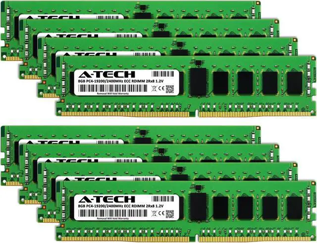 Alt view image 2 of 4 - A-Tech 64GB (8x8GB) 2Rx8 PC4-19200R DDR4 2400 MHz ECC RDIMM Registered DIMM 288-Pin Dual Rank x8 Server & Workstation RAM Memory Upgrade Kit