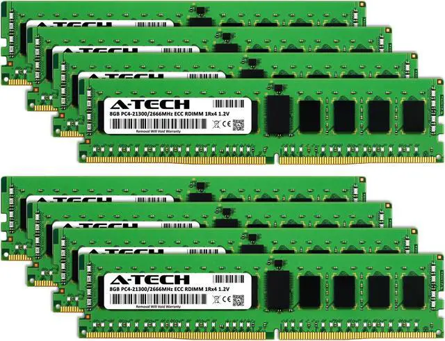 Alt view image 2 of 4 - A-Tech 64GB (8x8GB) 1Rx4 PC4-21300R DDR4 2666 MHz ECC RDIMM Registered DIMM 288-Pin Single Rank x4 Server & Workstation RAM Memory Upgrade Kit