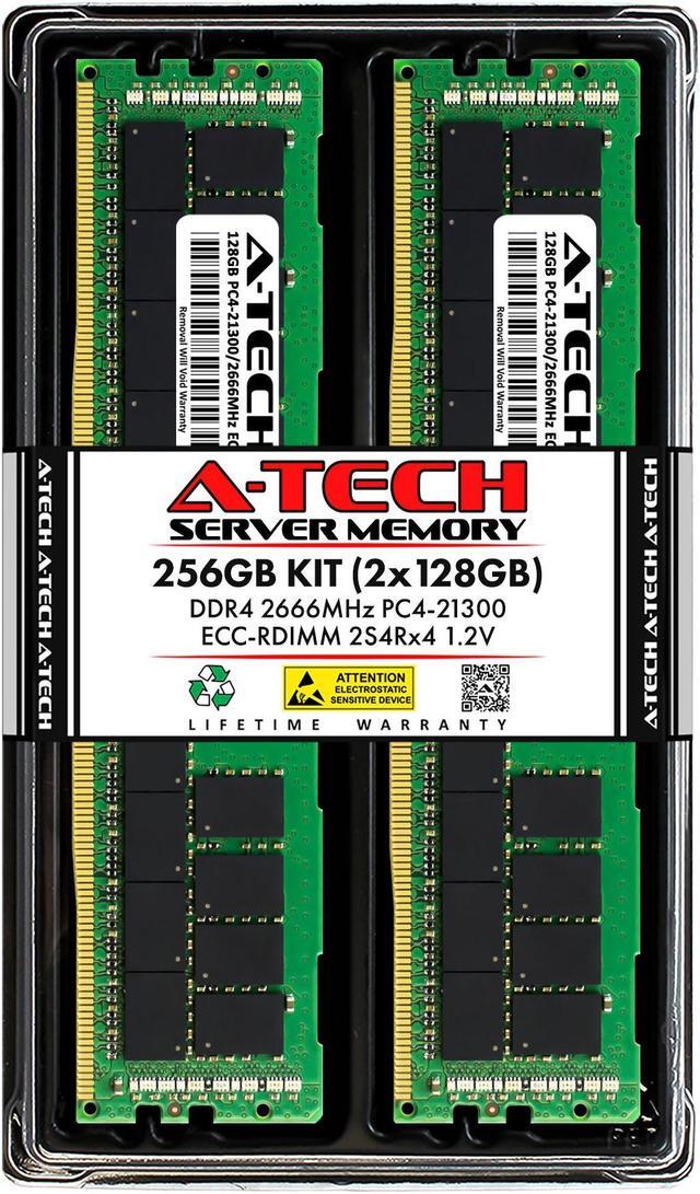 Main image of A-Tech 256GB (2x128GB) 2S4Rx4 (8Rx4 3DS) PC4-21300R DDR4 2666 MHz ECC RDIMM Registered DIMM 288-Pin Octal Rank x4 3DS/TSV Server & Workstation RAM Memory Upgrade Kit