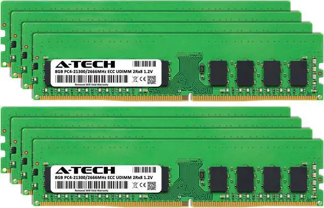 Alt view image 2 of 4 - A-Tech 64GB (8x8GB) 2Rx8 PC4-21300 / PC4-21300E DDR4 2666 MHz ECC UDIMM 1.2V ECC Unbuffered DIMM 288-Pin Dual Rank x8 Server & Workstation RAM Memory Upgrade Kit