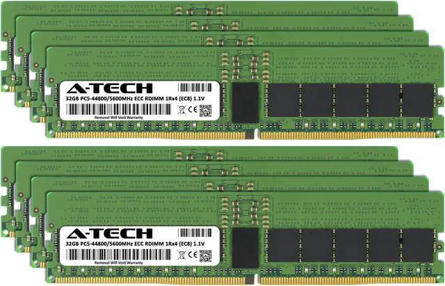 Alt view image 2 of 7 - A-Tech 256GB (8x32GB) 1Rx4 PC5-44800R DDR5 5600 MHz EC8 RDIMM ECC Registered DIMM 288-Pin Single Rank x4 Server & Workstation RAM Memory Upgrade Kit