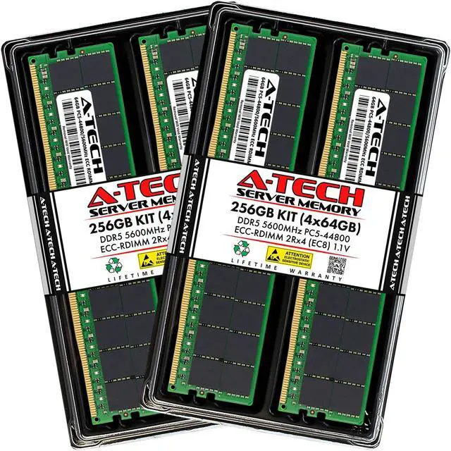 Main image of A-Tech 256GB (4x64GB) 2Rx4 PC5-44800R DDR5 5600 MHz EC8 RDIMM ECC Registered DIMM 288-Pin Dual Rank x4 Server & Workstation RAM Memory Upgrade Kit
