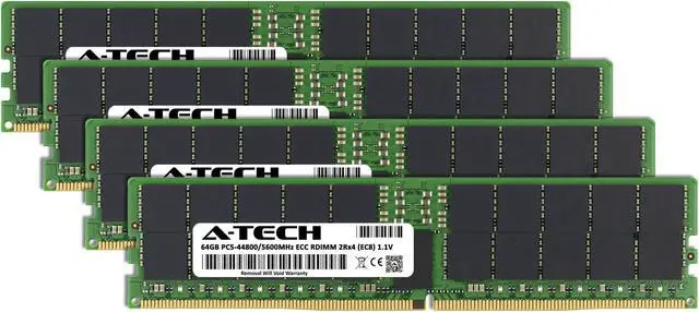 Alt view image 2 of 7 - A-Tech 256GB (4x64GB) 2Rx4 PC5-44800R DDR5 5600 MHz EC8 RDIMM ECC Registered DIMM 288-Pin Dual Rank x4 Server & Workstation RAM Memory Upgrade Kit