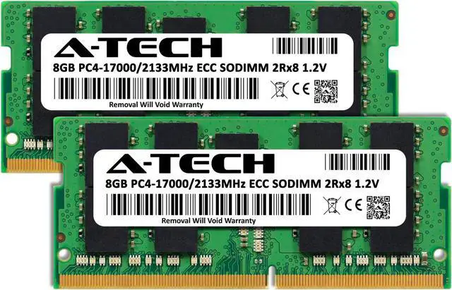 Alt view image 2 of 6 - A-Tech 16GB (2x8GB) DDR4 2133 MHz ECC SODIMM PC4-17000 ECC Unbuffered SO-DIMM 260-Pin 1.2V 2Rx8 Dual Rank RAM Memory Upgrade Kit for Microservers, Mobile Workstations, and NAS Servers